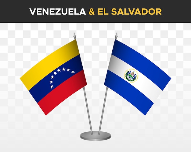 Venezuela vs el salvador escritorio banderas maqueta aislado 3d vector ilustración mesa banderas