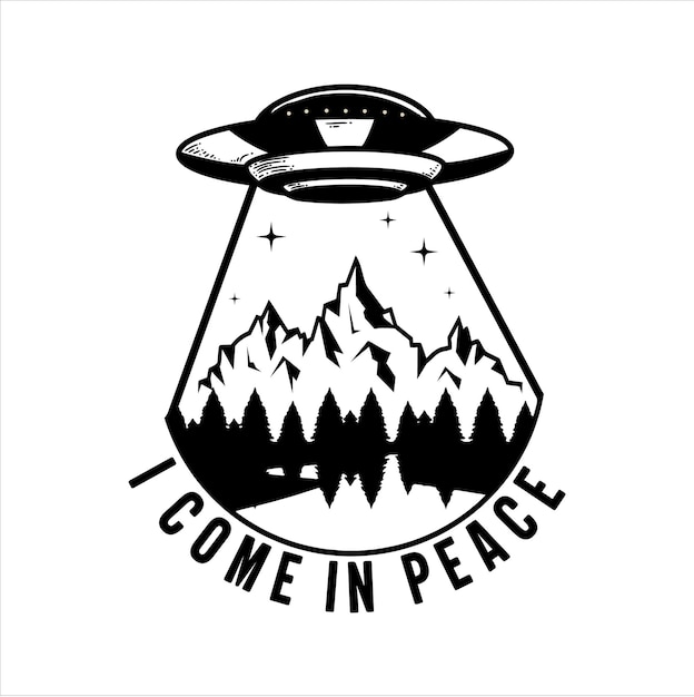 Vengo en paz diseño de camiseta ovni