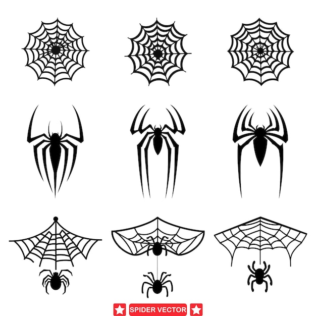 Vector venomous vibes espejoso paquete de silueta de araña para proyectos de diseño