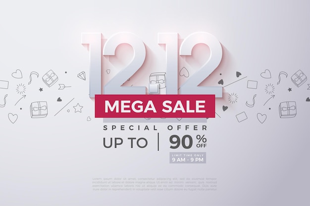 Venta 12 12 con ilustración de figura 3D