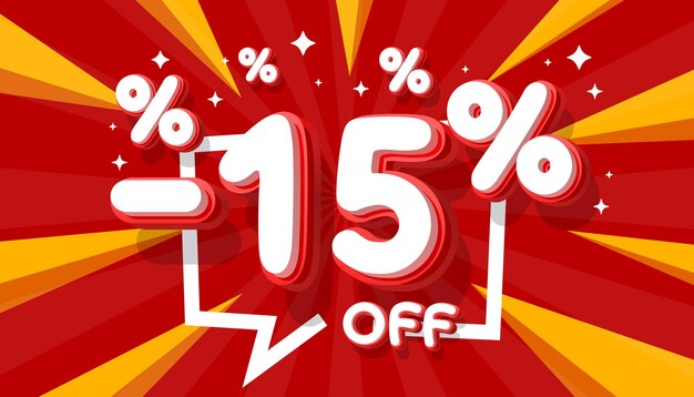 Venta de 15 por ciento de ahorros en regalos oferta especial de descuento en banners Ilustración vectorial