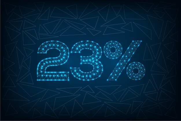 Venta de 23 por ciento de descuento Puntos conectados de estructura alámbrica digital poligonal futurista sobre fondo azul