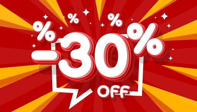 Venta de 30 por ciento de regalo ahorrar oferta especial de descuento de banner Ilustración vectorial