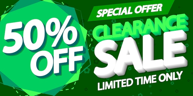 Venta de hasta un 50% de descuento en la plantilla de diseño de cartel o banner para la tienda