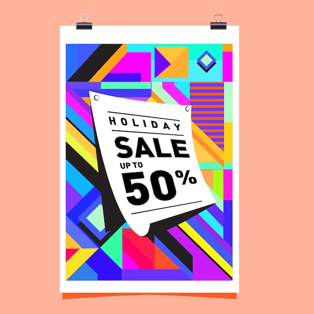 Vector venta hasta 50% plantilla de diseño de cartel