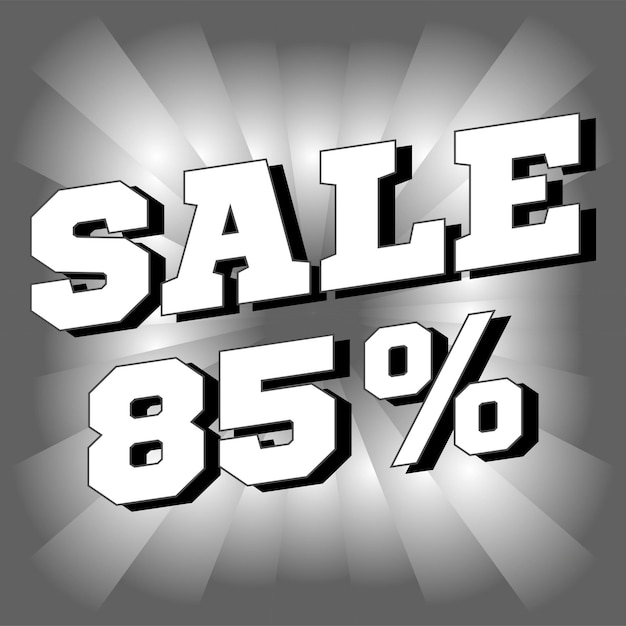 Venta 85 por ciento de descuento banner ilustración vectorial
