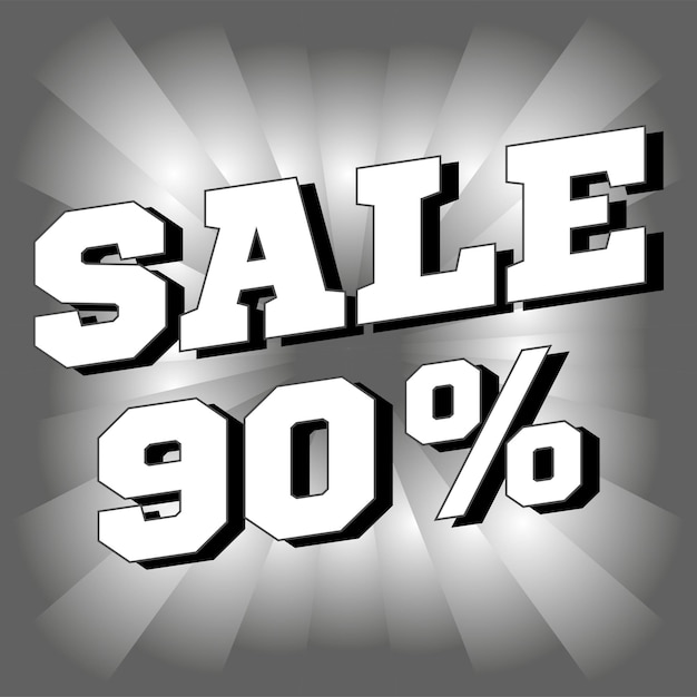 Venta 90 por ciento de descuento banner ilustración vectorial