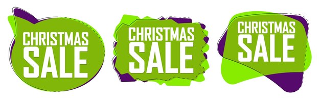 Venta de banderas de Navidad plantilla de diseño Conjunto de etiquetas de descuento de Navidad ofrecen insignia nuevo vector de colección