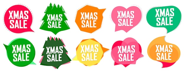 Venta de banderas de Navidad plantilla de diseño Conjunto de etiquetas de descuento de Navidad ofrecen insignia nuevo vector de colección