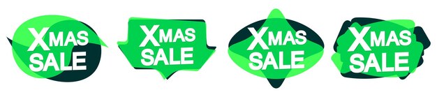Venta de banderas de Navidad plantilla de diseño Conjunto de etiquetas de descuento de Navidad ofrecen insignia nuevo vector de colección