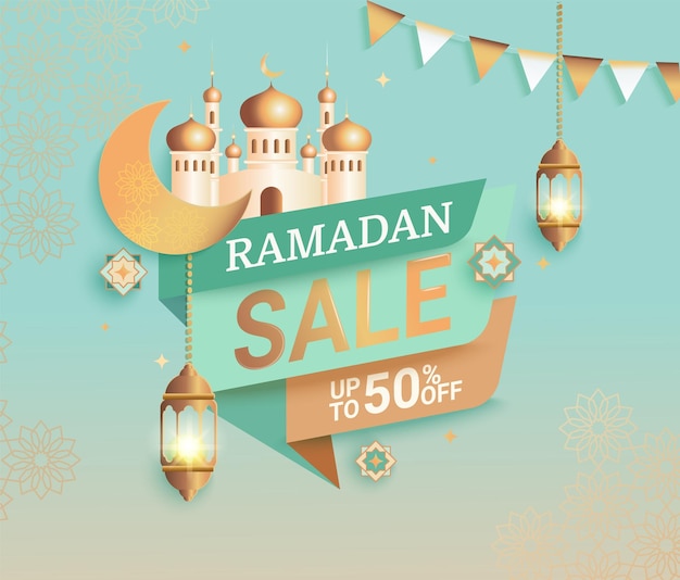 Venta de banderas de oro para el Ramadán