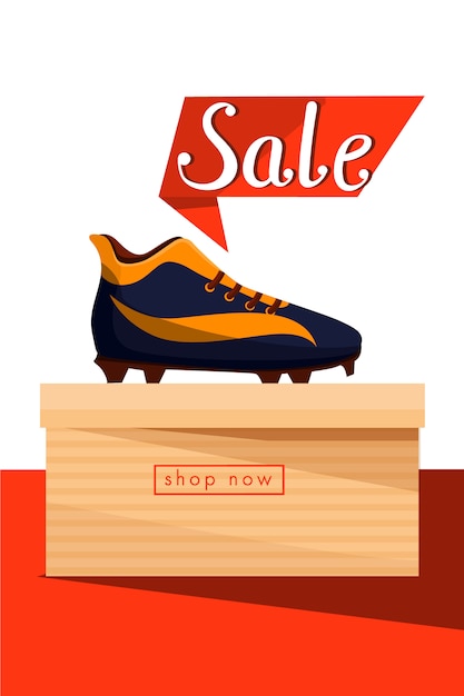 Vector venta de banner. zapatillas de deporte en la caja.