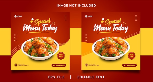 venta de carteles de comida promoción de redes sociales y diseño de plantilla de publicación de cartel de banner de instagram