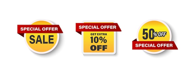 Venta de carteles redondos y cuadrados con una colección de etiquetas de ofertas especiales