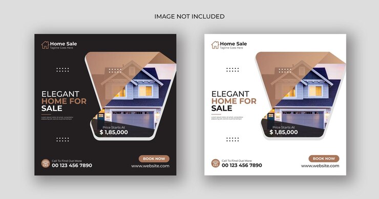 Venta de casa negocio de las redes sociales post cuadrado folleto banner plantilla