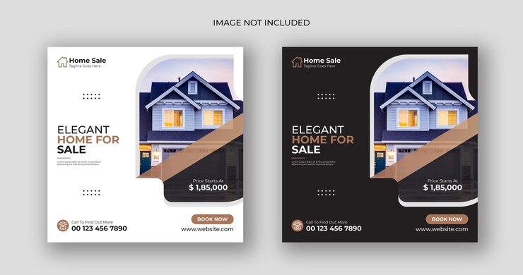 Venta de casa negocio de las redes sociales post cuadrado folleto banner plantilla