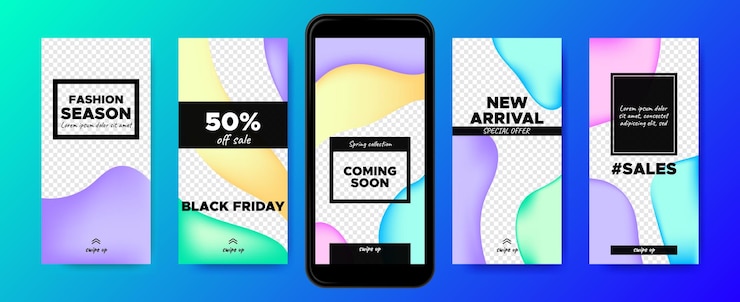 Vector venta de colección de historias de instagram.