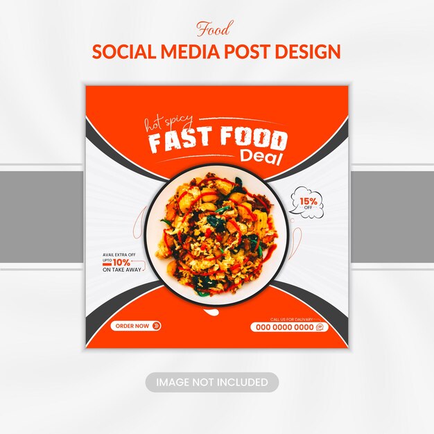 venta de comida rápida deliciosa diseño de publicaciones en redes sociales