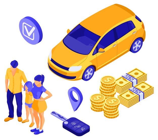 Venta Compra Alquiler Compartir Coche Isométrico
