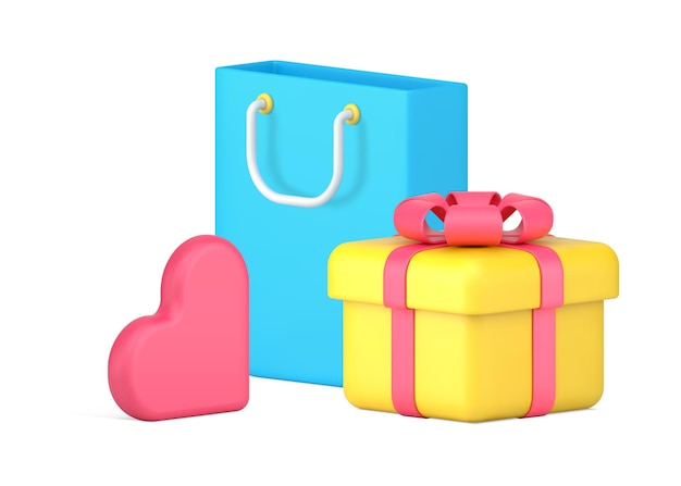 Venta de compras descuento favorito del cliente caja de regalos despacho de venta al por menor 3d icono ilustración vectorial