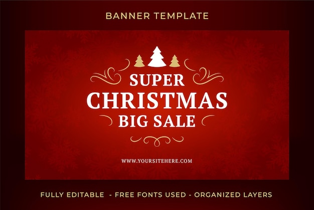 Venta de compras navideñas estacionales oferta especial vector de plantilla de banner vintage rojo web