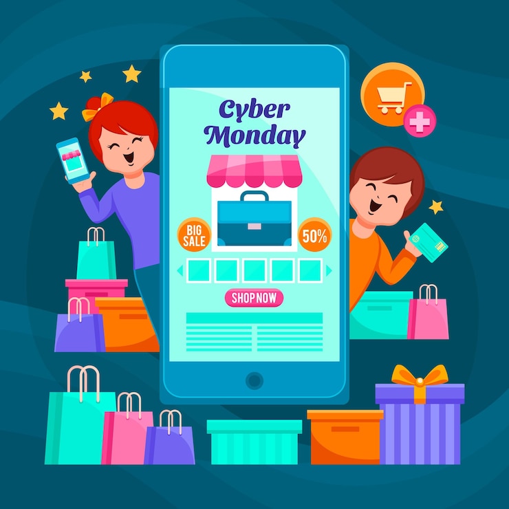 Vector venta de cyber lunes