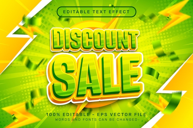 venta con descuento efecto de texto 3D y efecto de texto editable