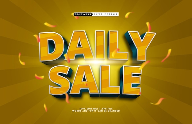 venta diaria efecto de texto editable con un descuento de venta y tema promocional