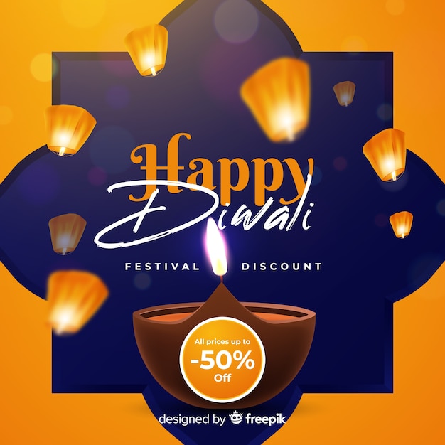 Venta de diwali realista colorido