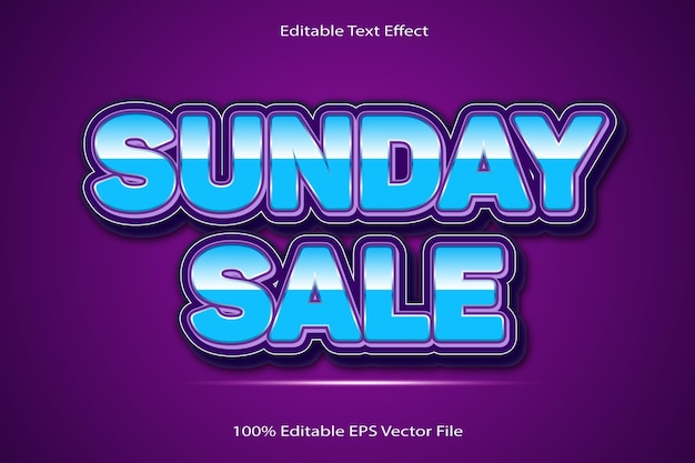 Venta del domingo Efecto de texto editable Estilo de gradiente de dibujos animados en relieve