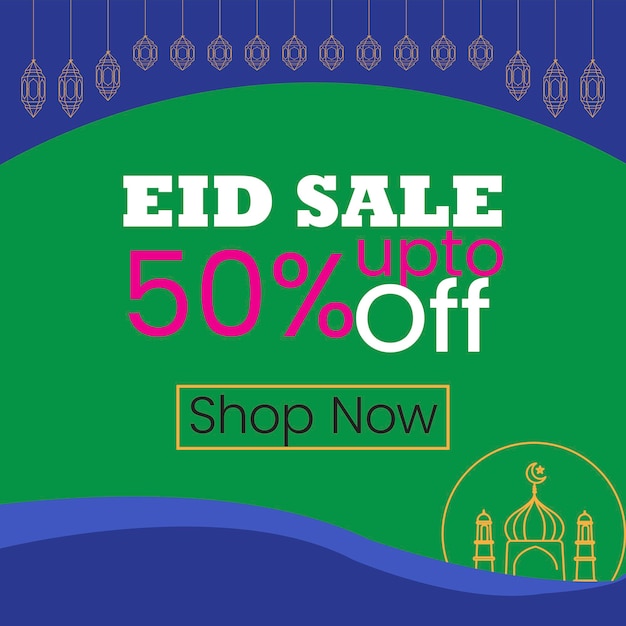 Vector venta de eid oferta especial de eid hasta un 50% de descuento vector de tema de gradiente eps archivo editable