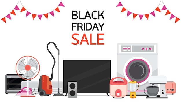 Vector venta de electrodomésticos black friday