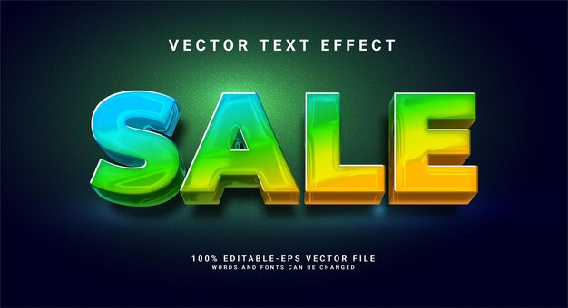 Venta elegante efecto de texto en 3D. Efecto de estilo de texto editable con tema colorido.