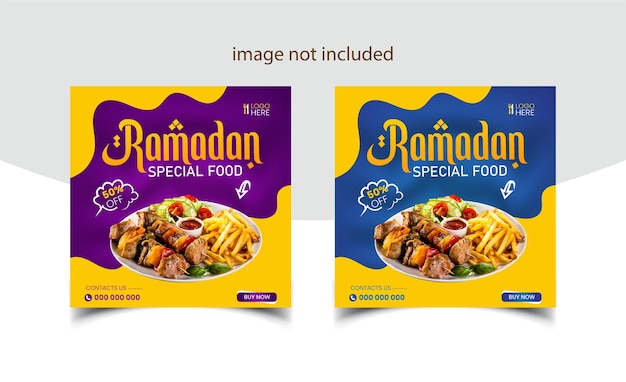 Vector venta especial de comida de ramadán kareem en las redes sociales y diseño de plantillas de menús