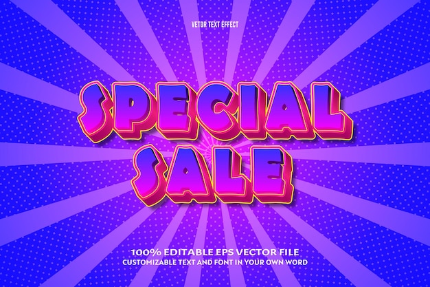 Venta especial efecto de texto editable 3 dimensiones estilo cómic en relieve