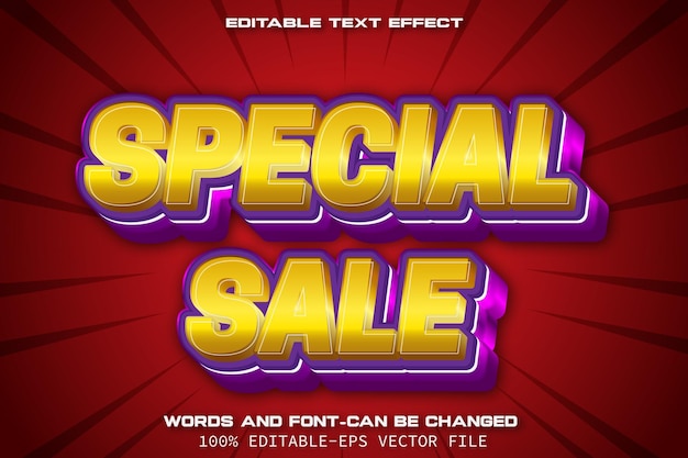 Vector venta especial efecto de texto estilo moderno
