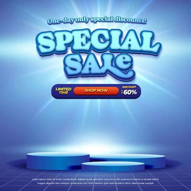 La venta especial ofrece una promoción con el vector de banner de gradiente de Blue Sparkle