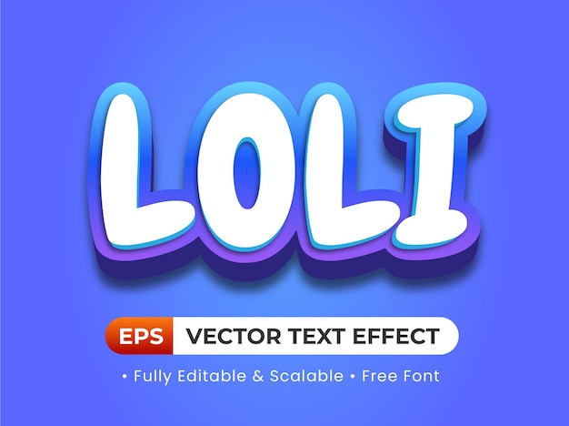 Venta de estilo de fuente editable Efecto de texto Loli Blue