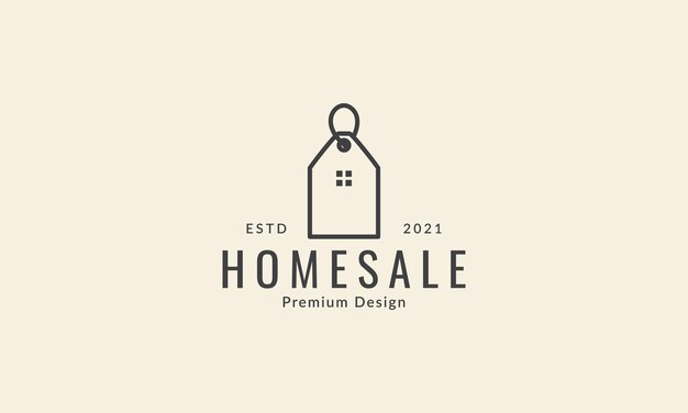 Venta de etiqueta de descuento con el hogar o la casa línea logo símbolo icono vector gráfico diseño ilustración