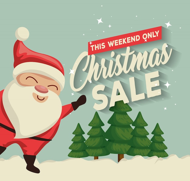 Venta de etiqueta navideña con carácter santa claus.
