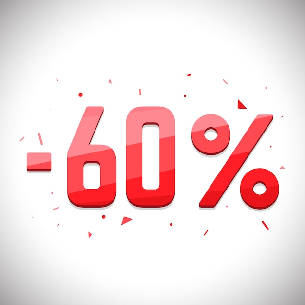 Venta de etiquetas de ahorro. Etiqueta de venta de precio 3D. Venta de sesenta por ciento de descuento.