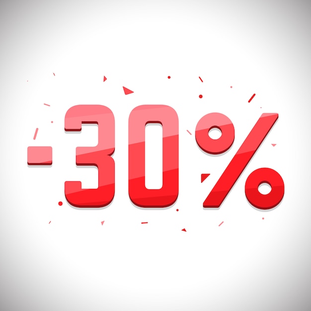Venta de etiquetas de ahorro. Etiqueta de venta de precio 3D. Venta de treinta por ciento de descuento.