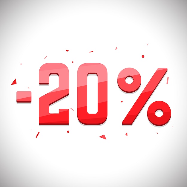Venta de etiquetas de ahorro. Etiqueta de venta de precio 3D. Venta de veinte por ciento de descuento.