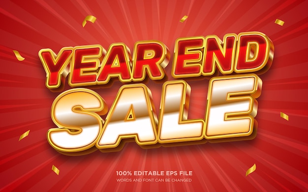 Venta de fin de año Efecto de estilo de texto editable en 3D