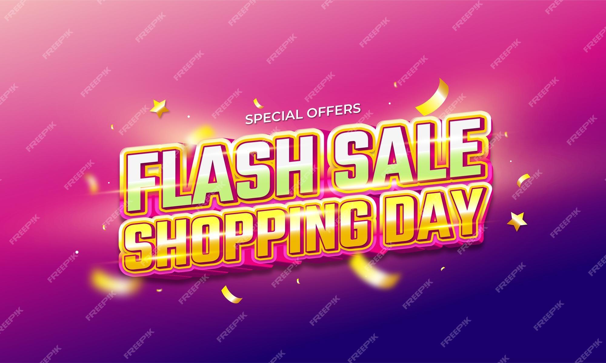 Venta flash día de compras ofertas especiales diseño de fondo de banner 3d