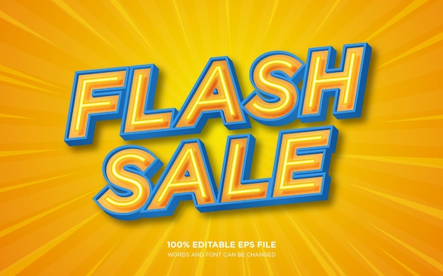 Venta en flash de efecto de estilo de texto 3D editable