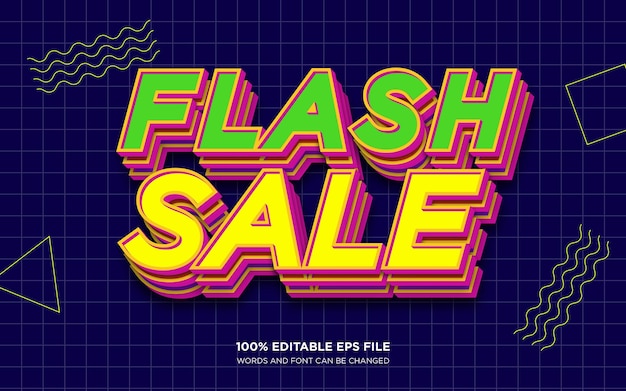 Venta en flash de efecto de estilo de texto 3D editable