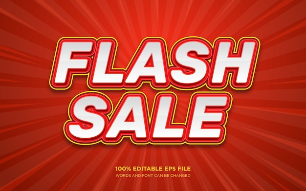 Venta en flash de efecto de estilo de texto 3D editable
