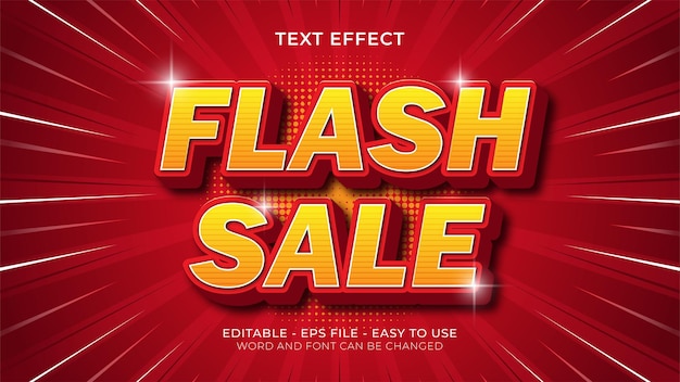 Venta flash efecto de texto editable 3d en color rojo y amarillo