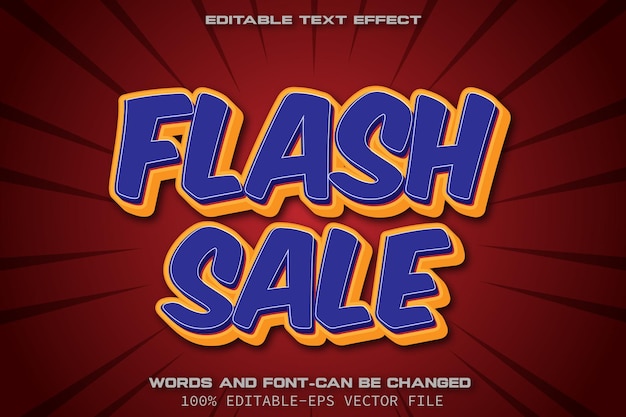 Venta en flash Efecto de texto editable Estilo de dibujos animados
